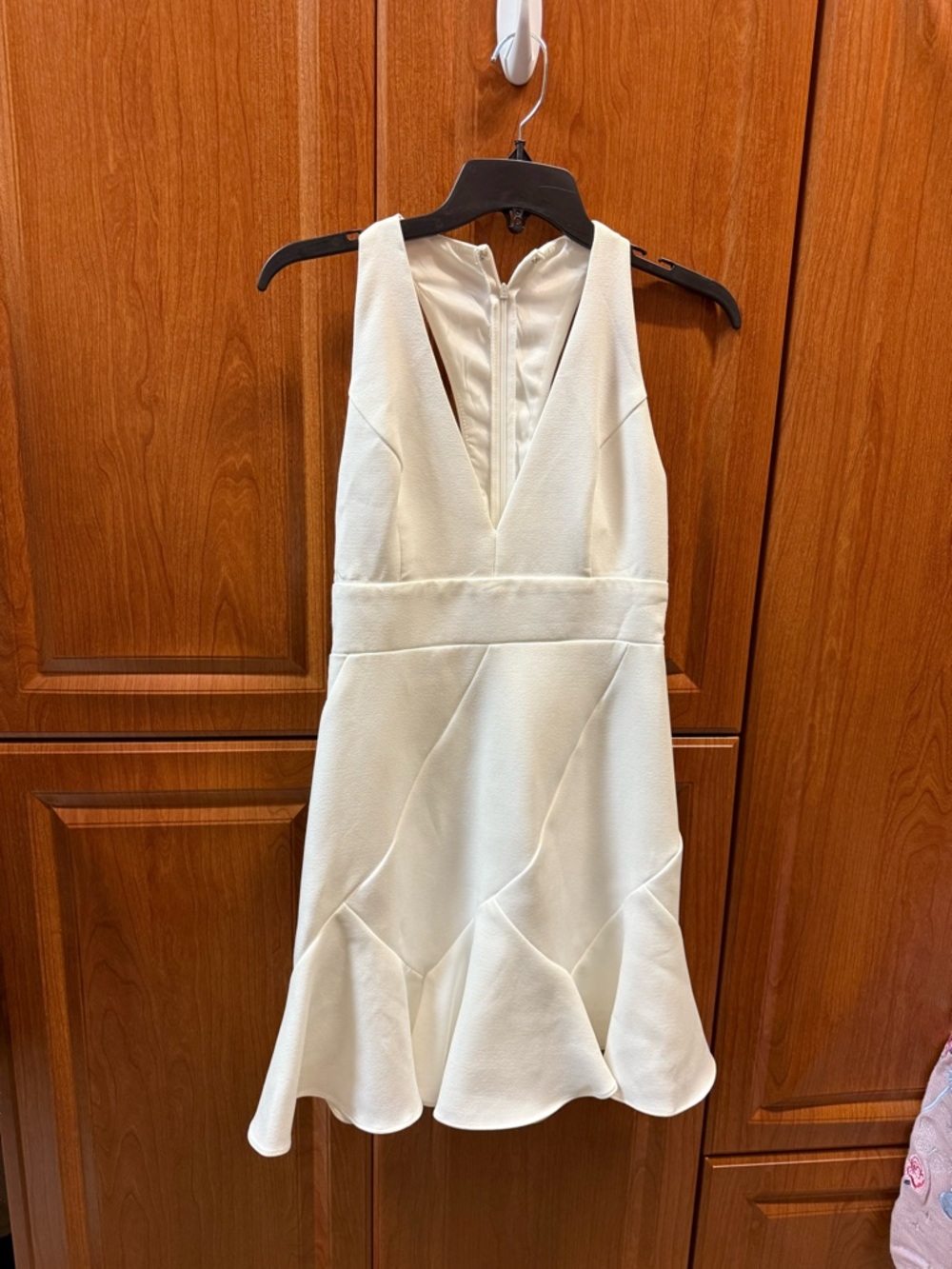 DO+BE Cream V-Neck Flounce Hem Mini Dress